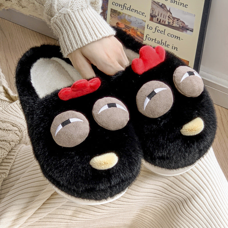 Wholesale Funny Chicken Winter Plush Warmth Stepping on Shit with Plush Winter Slippers